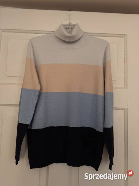 Sweter damski w pasy LXL z golfem kolorowy Częstochowa