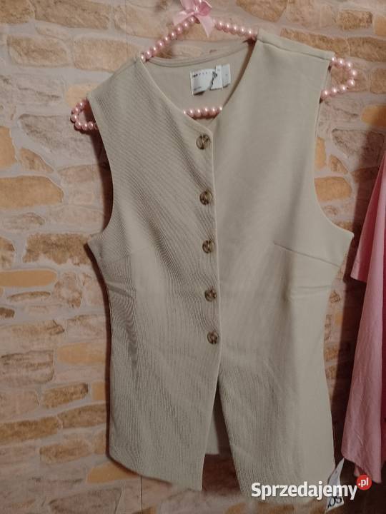 3638 SM ASOS Design Beżowa prążkowana kamizelka Kraków