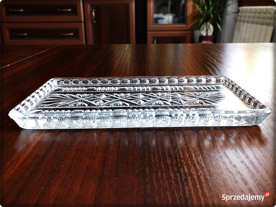 Mała Taca kryształowa na kieliszki przyprawy z