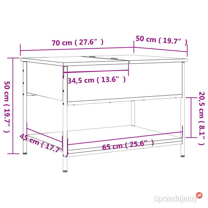 Stolik kawowy przydymiony dąb 70x50x50 WM845343