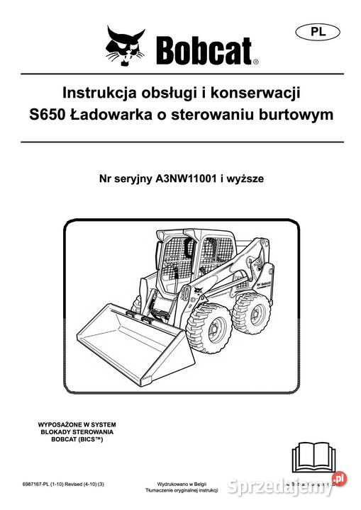 Bobcat S650 Łądowarka DTR Instrukcja obsługi małopolskie Kraków