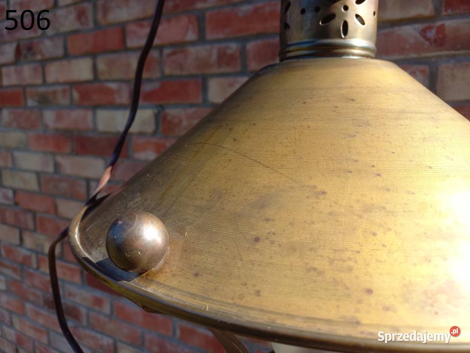 Żyrandol mosiężny metalowy drewniany holenderski Gawroniec