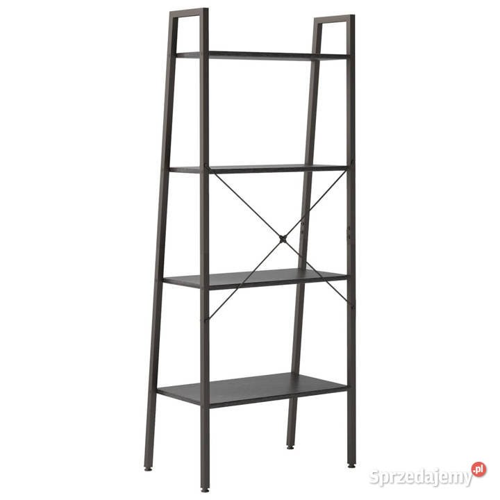 Regał drabina z 4 półkami czarny 56x35x140