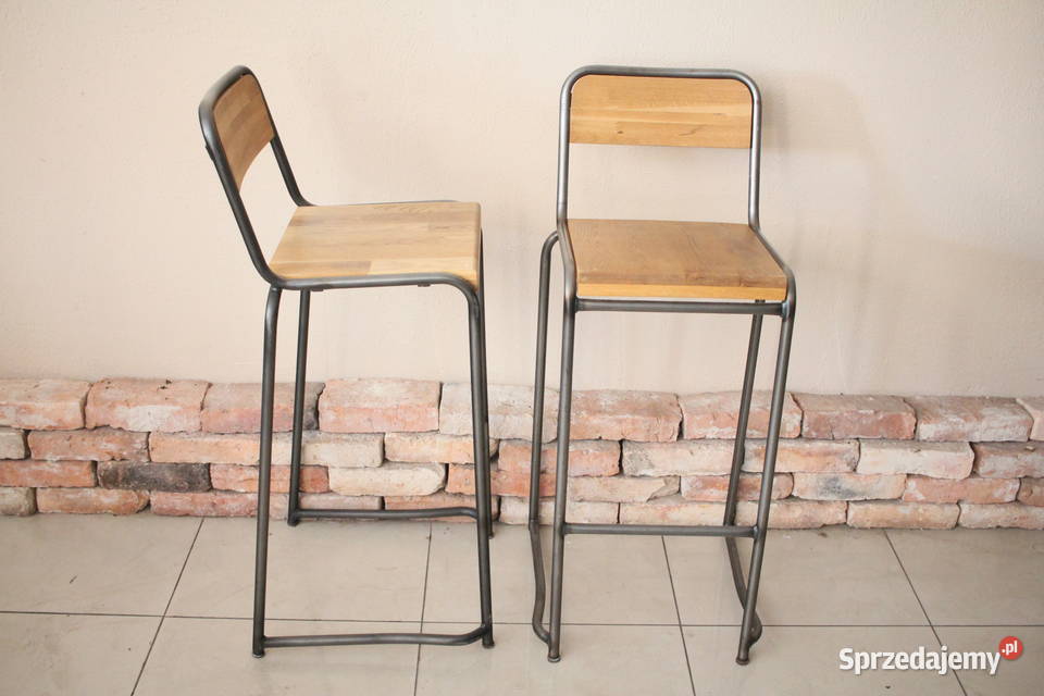Drewniane hokery do jadalnisalonu metalowa rama śląskie Pszczyna