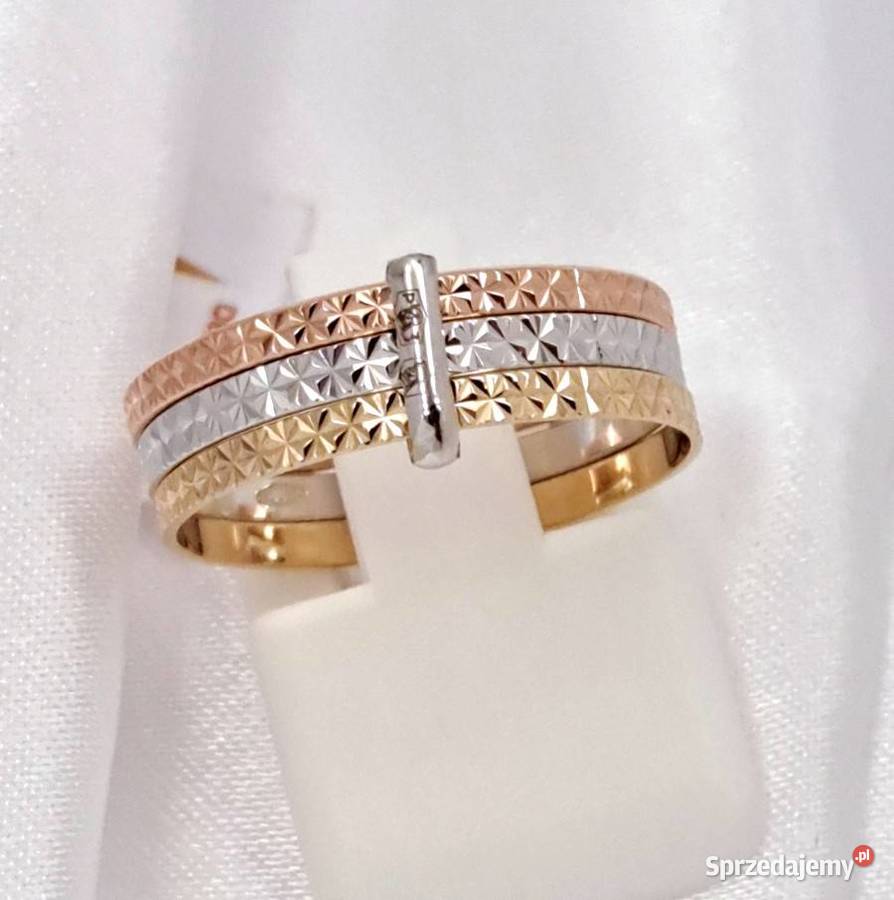 Pierścionek r12 Złoty pr585 3obrączki 3kolory Poznań