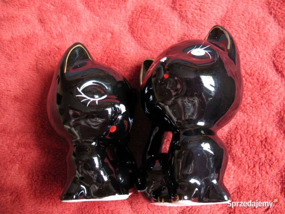 Kot para czarnych kotków Figurka porcelana 9 i 8 Siedlce