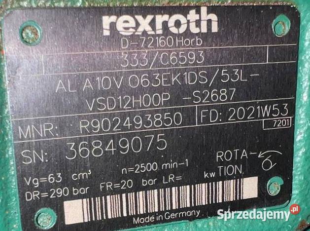 Rexroth ALA 10V O 63EK1DS 53L VSD12H00P S2687 Poznań