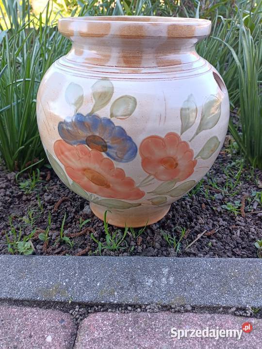Wazon duży pękaty ikebana Poterie France letnie Zamość