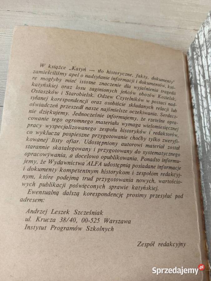Katyń relacje wspomnienia publicystyka ALFA 1989 Bielsko-Biała