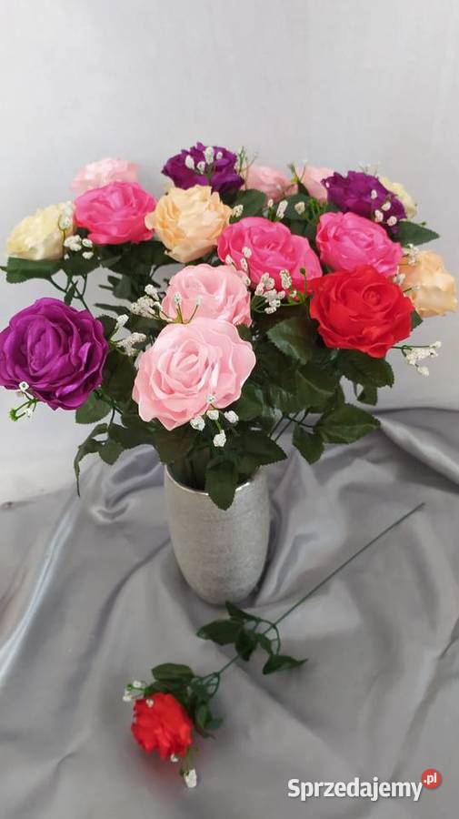Róże kwiaty z wstążki upominki dzień mamy wielokolorowy podkarpackie Sędziszów Małopolski sprzedam