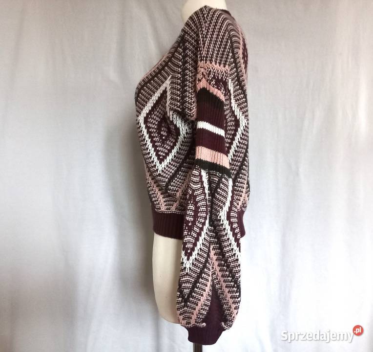 Sweter damski Wzór r 38 bordowy CA ozdobne C&A Białystok sprzedam