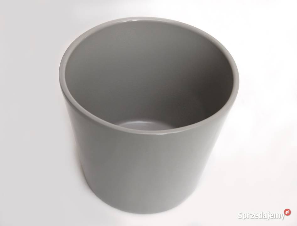 Doniczka osłonka ceramiczna szara gładka śr 13 Doniczki i osłonki Lublin sprzedam