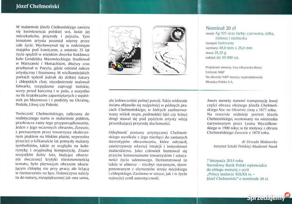 Prospekt emisyjny Józef Chełmoński Numizmatyka
