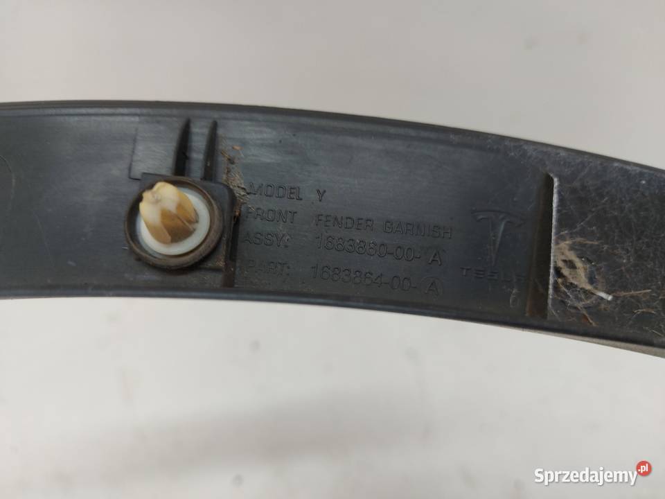 TESLA MODEL Y 2022r LISTWA BŁOTNIKA PRAWY PRZÓD sprzedam