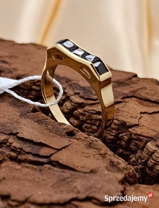Pierścionek r13 Złoty pr585 Sygnetowy z onyksami Pierścionki wielkopolskie Poznań