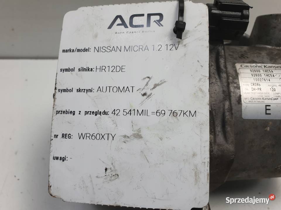SPRĘŻARKA KLIMATYZACJI Nissan Micra IV K13 12 Kompresory klimatyzacji Chełm