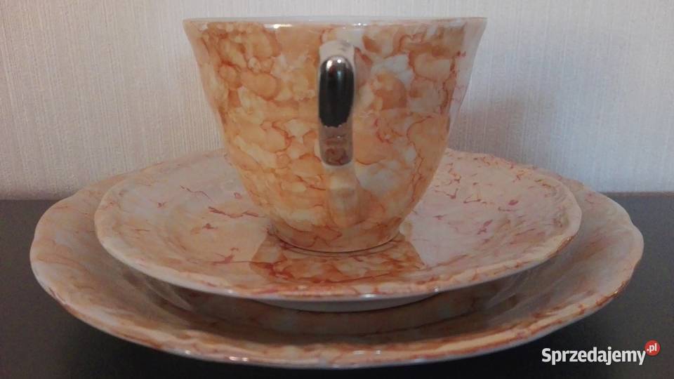 Trio porcelana Wałbrzych talerz spodek filiżanka Warpechy Stare