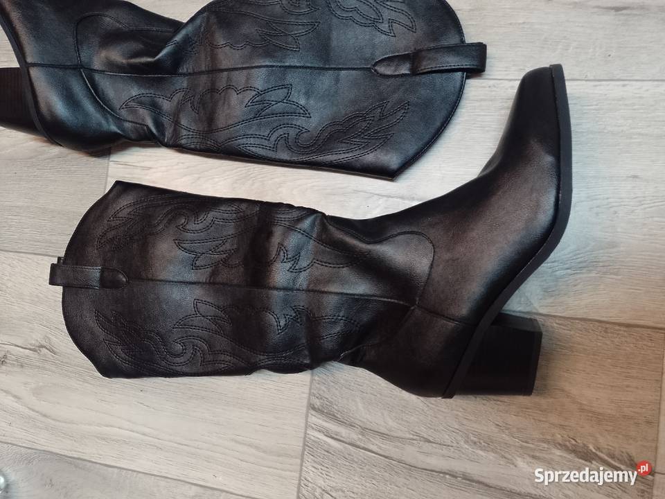 40 Czarne wyszywane Kozaki kowbojki NOWE Kraków