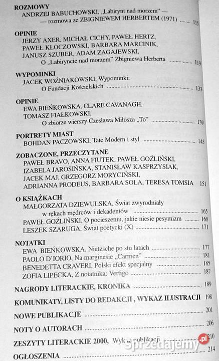Zeszyty literackie 73012001 Barbara Toruńczyk miękka lubelskie Chełm sprzedam