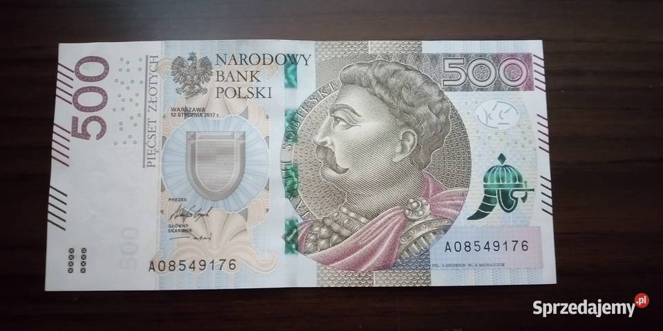 500 złotych seria AO numery sobie 2017