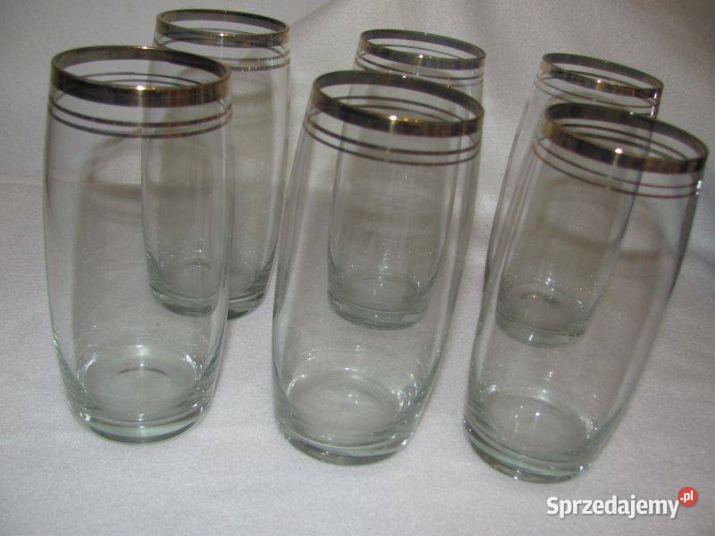 szklanki z PRLu złote wykończenie 6 wys 135 sprzedam
