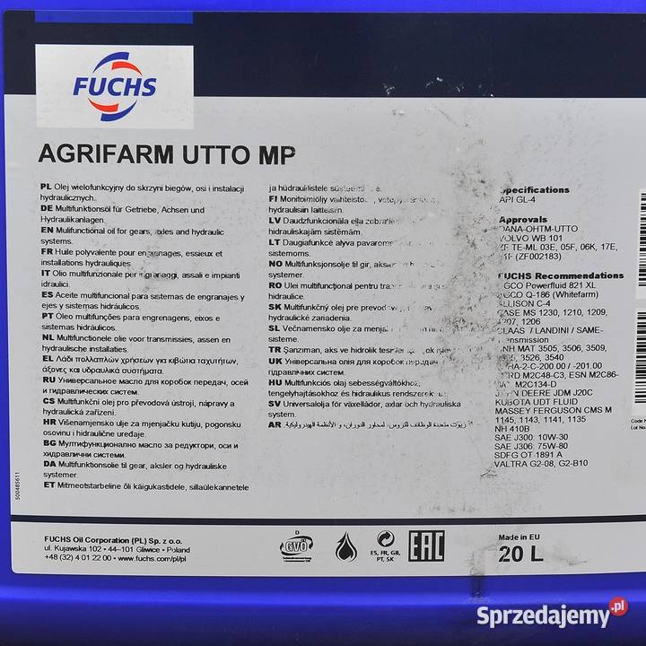 Olej przekładniowy Fuchs Agrifarm UTTO MP 20L Tajęcina sprzedam