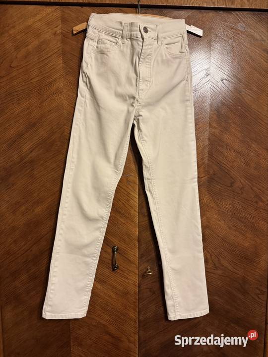 Jeansy damskie XS beżowe Massimo Dutti bawełna Częstochowa