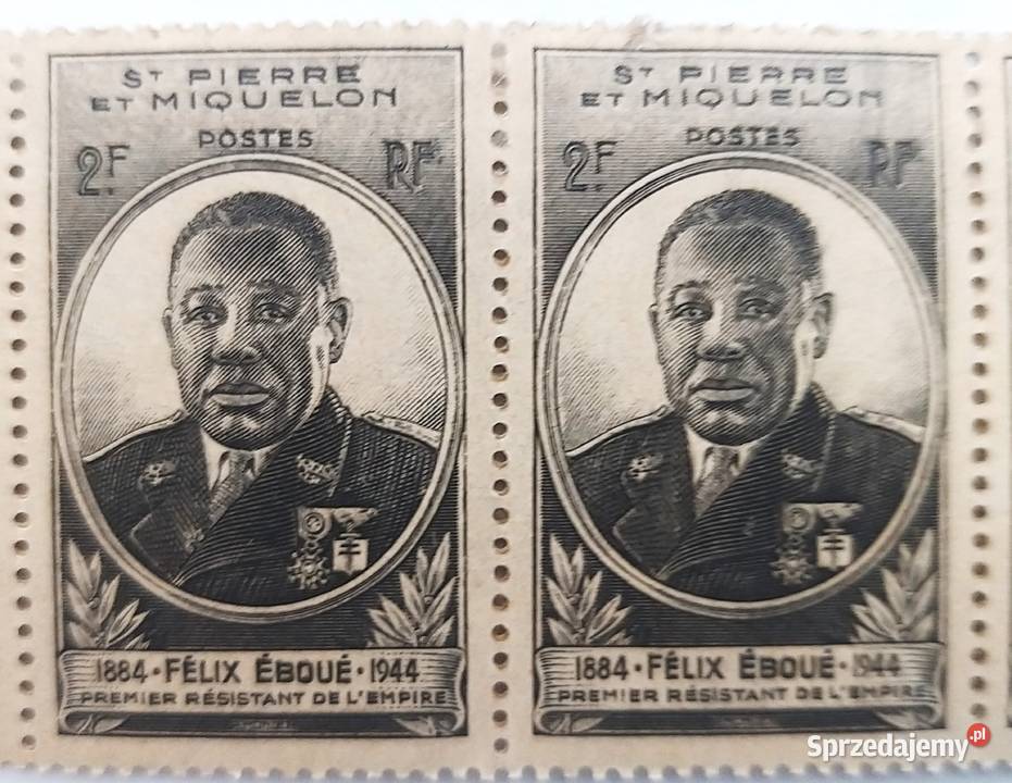 Znaczek Felix Eboue kolonie Saint Pierre mazowieckie Bronisze