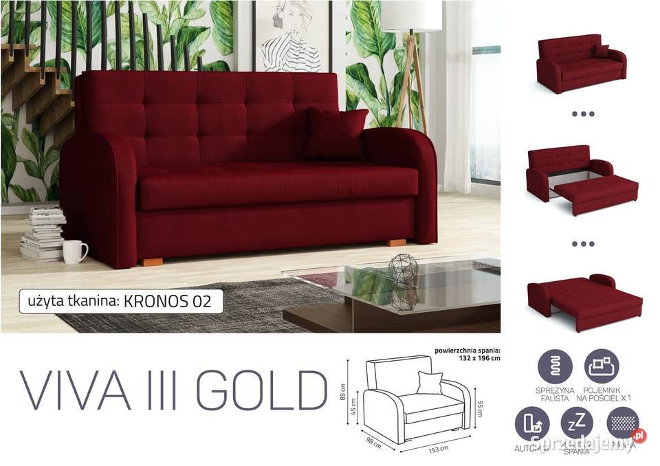 SofaKanapa Viva III Gold Darmowa dostawa Wieruszów