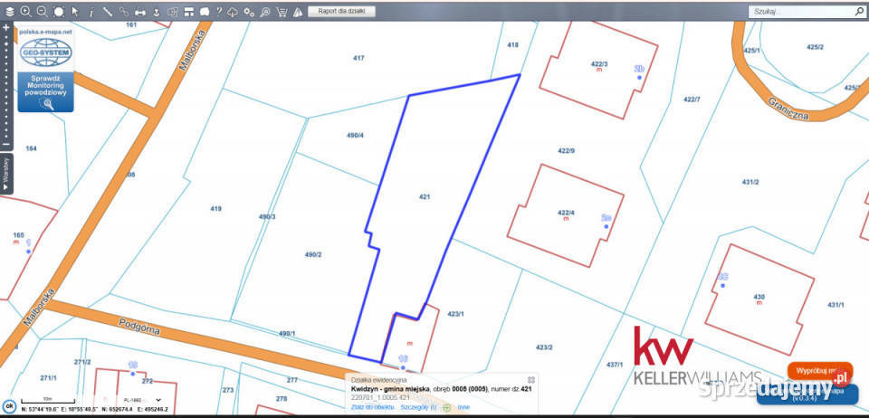 sprzedaży działki Kwidzyn Podgórna 782m2 20m pomorskie sprzedam