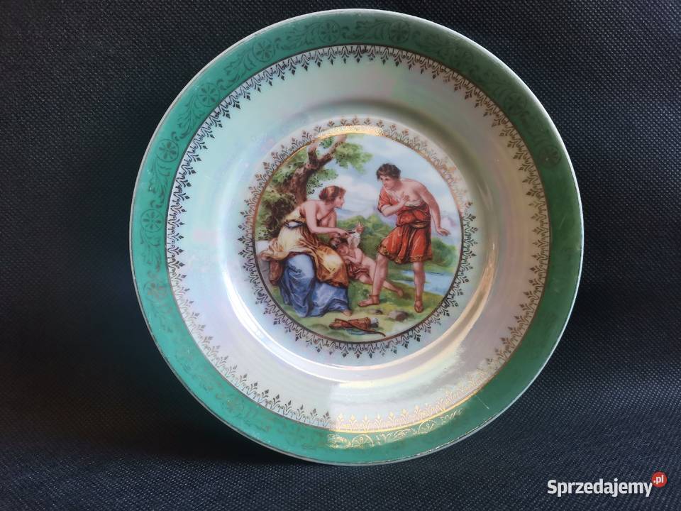 Stary przedwojenny talerzyk porcelana Ćmielów Porcelana i szkło śląskie