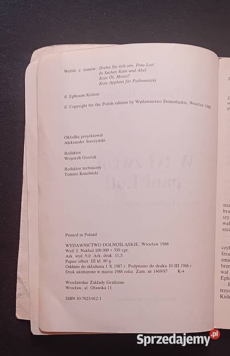 Judaica Ephrain Kishon W tył zwrot pani Lot Koźminek