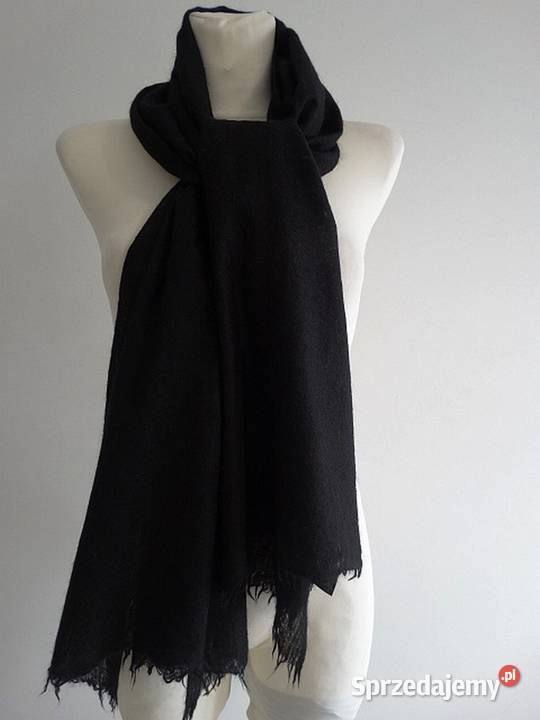 Szal Kaszmirowy 100 Kaszmir Czarny Duży Łomża