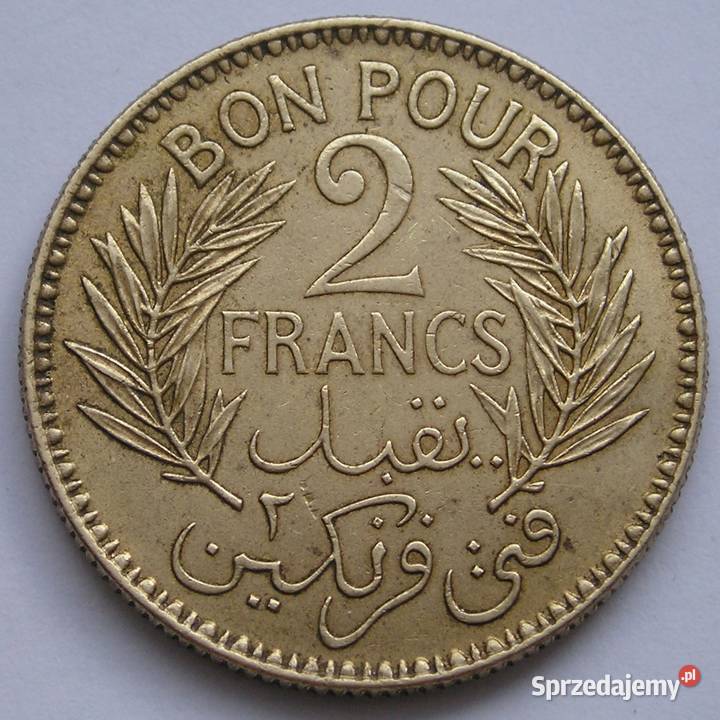 TUNEZJA 2 FRANKI 1941 Łódź sprzedam