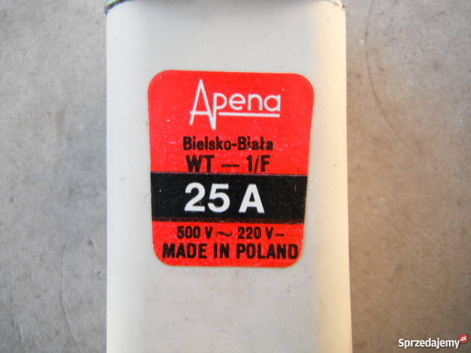 Wkładka topikowa nożowa bezpiecznik 25A Apena mazowieckie Chlewiska