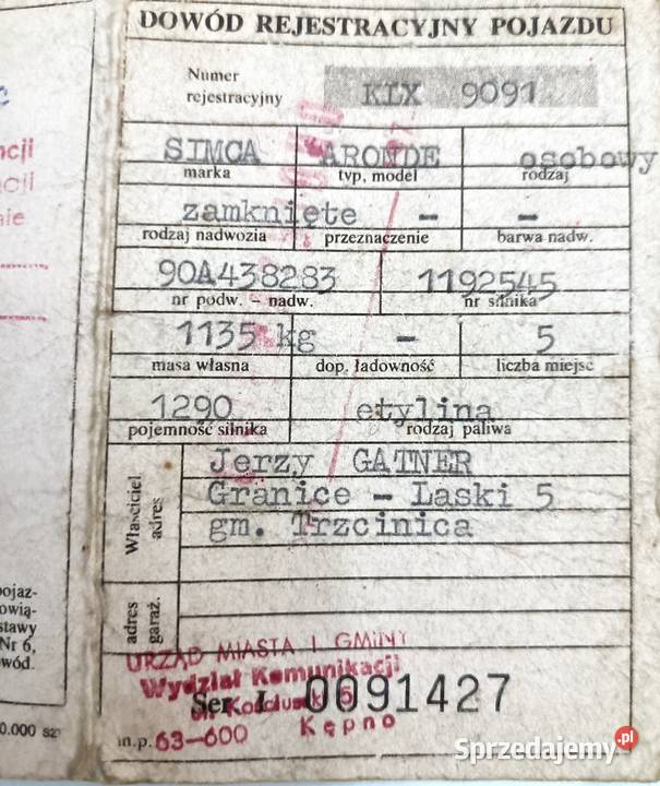 Zabytkowe kolekcjonerskie dokumenty Simka Aronde