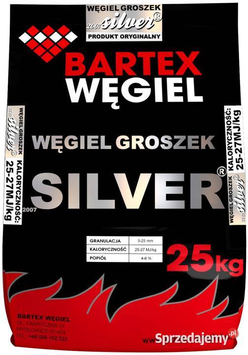 Węgiel groszek BARTEX Silver 2628MJ worek 25 Będków