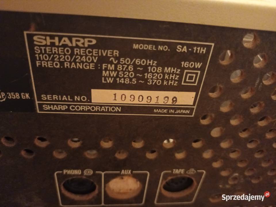 Amplituner Sharp SA 11 H Odbiera w Mono do śląskie Tychy sprzedam