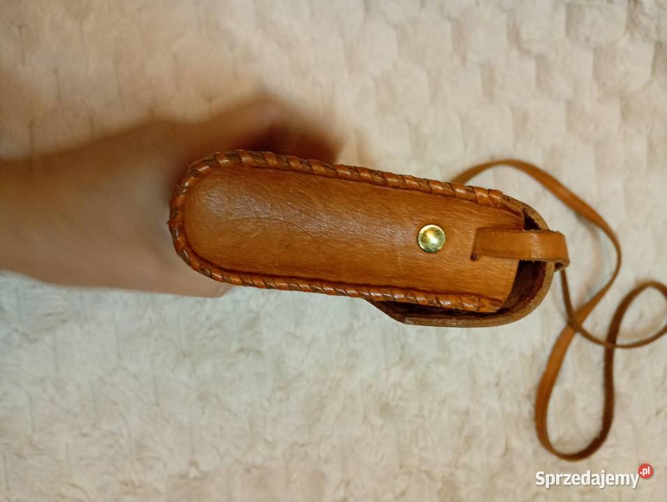 Real Leather Brązowa skórzana torebka z Madrytu brązowy/beżowy