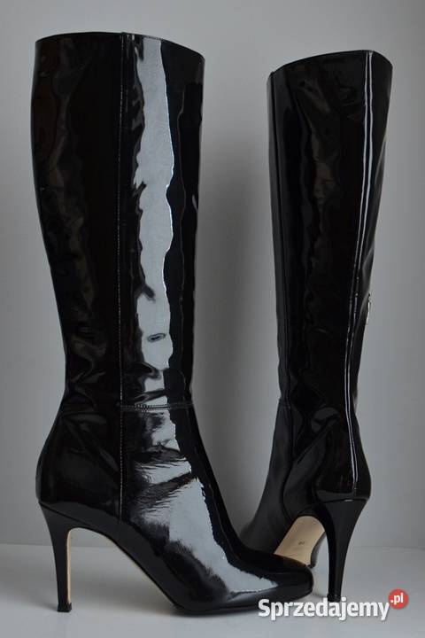 Kozaki Hobbs Roxy czarna skóra LAKIEROWANA