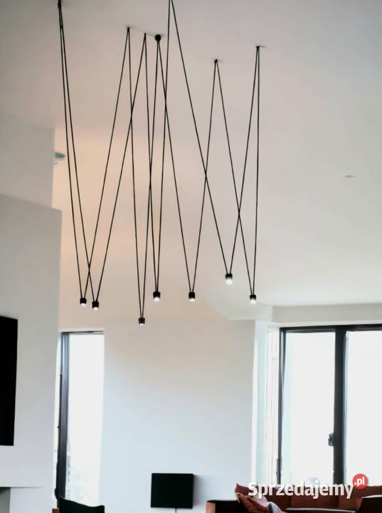 salon z antresolą długa lampa wisząca LUKLIGHT Rzeszów