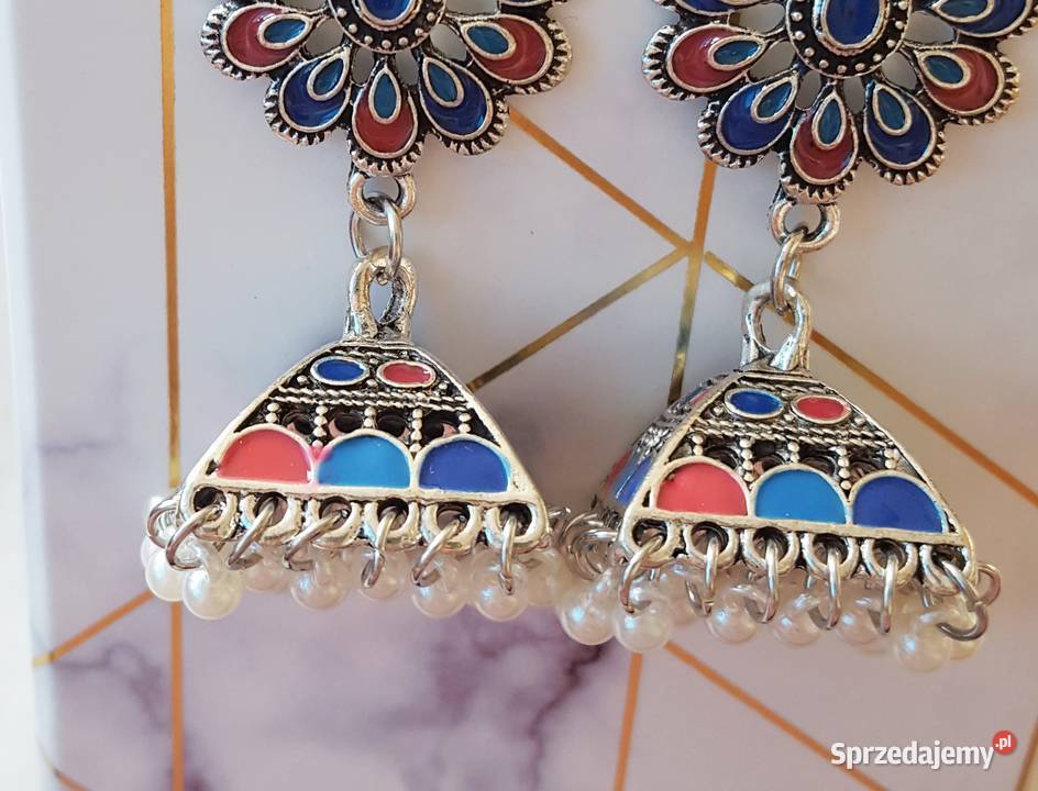 Nowe kolczyki indyjskie azjatyckie jhumki kolor Szczecin