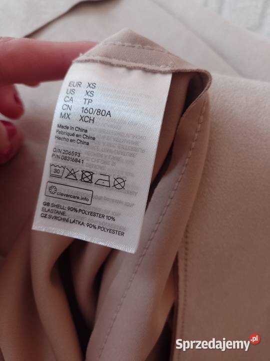34XS HMDłuższy zamszpodobny płaszcz z paskiem z H&M Kraków