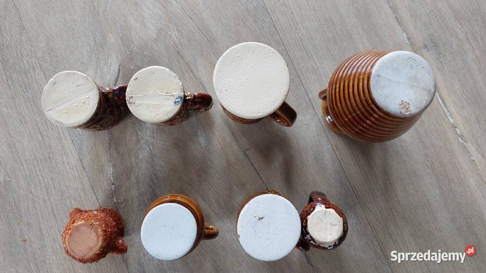Zestaw 8sz Ceramiczne wazoniki małe kufle PRL Rokity
