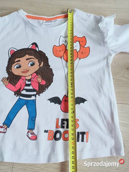 Bluzka koszulka dziewczęca na długi rękaw biała