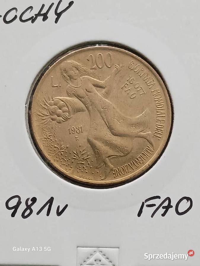 200 Lirów Włochy 1981 r FAO Konin sprzedam