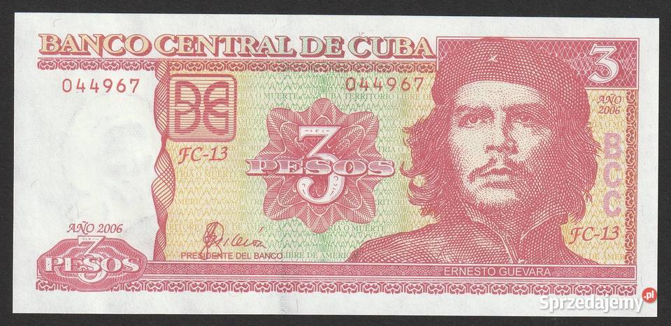 KUBA 3 PESOS 2006 CHE GUEVARA STAN BANKOWY UNC łódzkie Łódź sprzedam