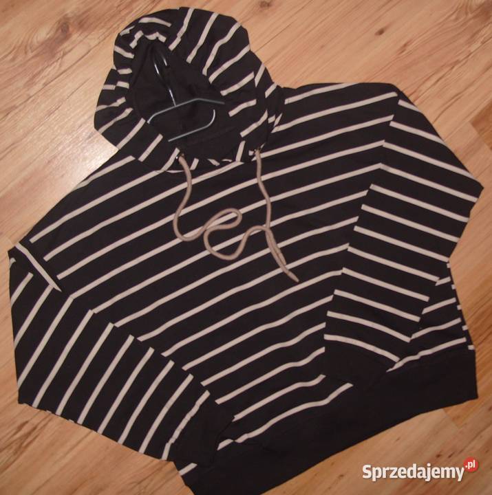 Bluza MEGI czarno beżowe paski z kapturem r LXL Rawicz