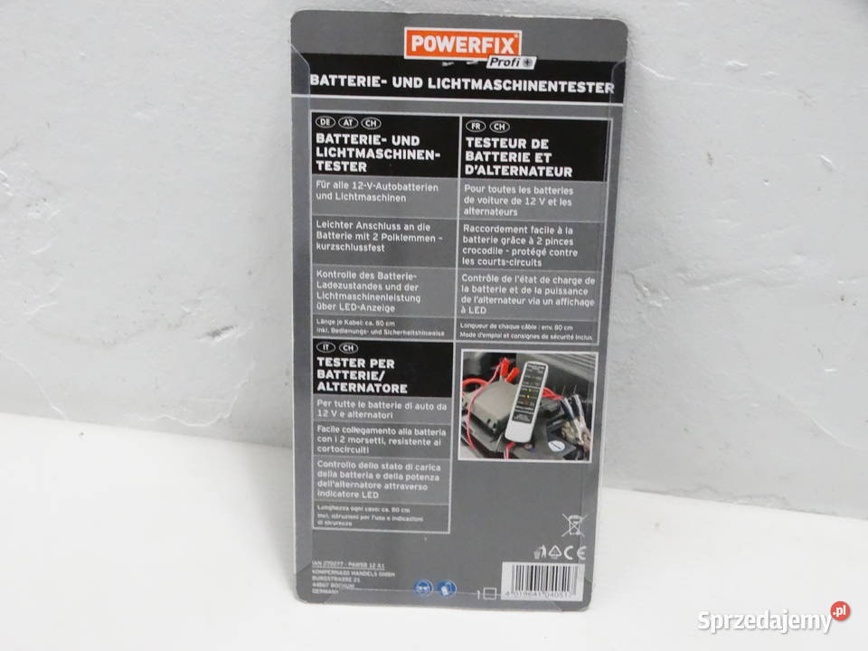Tester Akumulatora I Alternatora 12V Powerfix Testery i mierniki Serwis akumulatora i zapłonu sprzedam