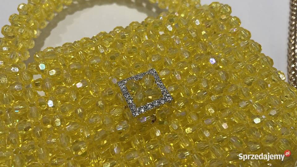 Damska złoty torebka wesele 18x12x21 koralik 5.5cm łódzkie